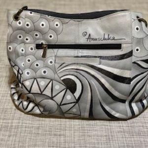 Anuschka black and grey handbag